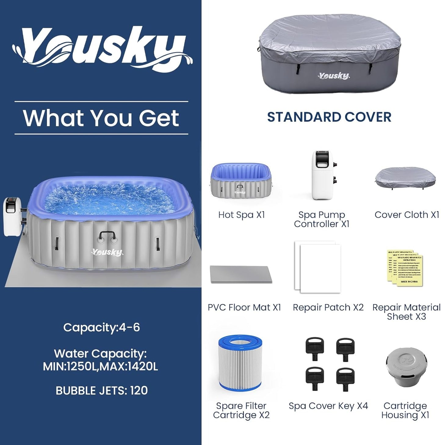 Yousky Square inflatable hot tub