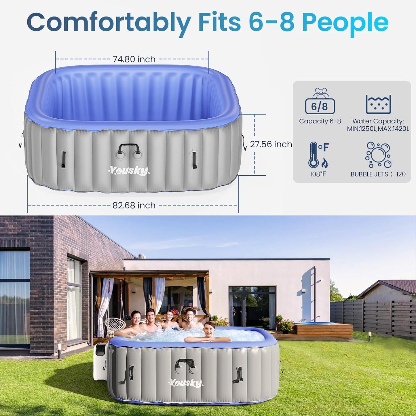 Yousky Square inflatable hot tub