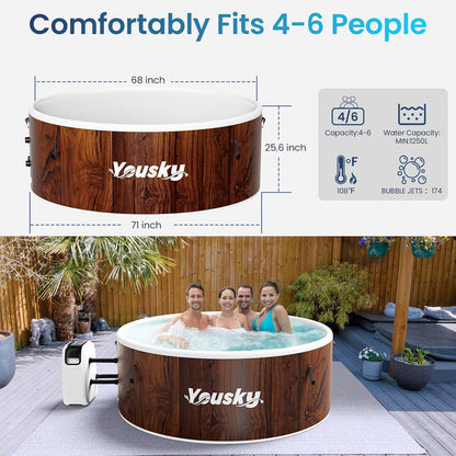Yousky Circular Inflatable Hot Tub - Red Oak Finish