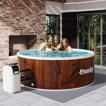 Yousky Circular Inflatable Hot Tub - Red Oak Finish