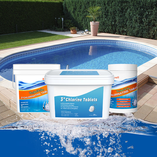 Chlorine Tablets 3 inch, Long Lasting 90% Stabilized Available Chlorine Tabs for Pool, Hot Tubs, Spa